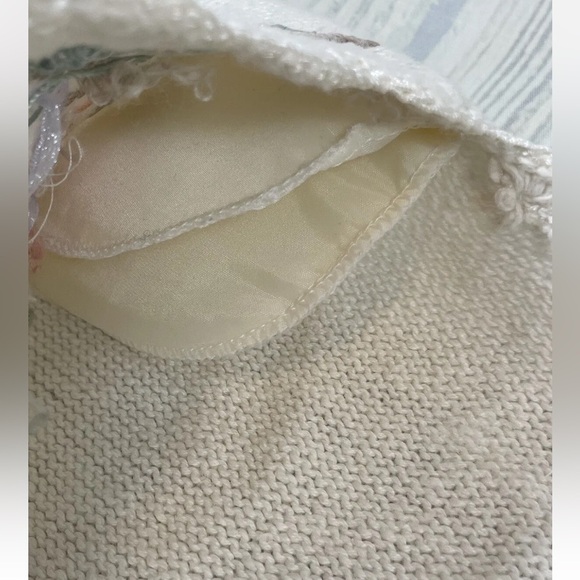 Vintage PARIS SMITH L cream Embroidered Cottagecore coquette Sweater cardigan - Picture 13 of 15